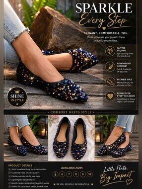 **SPARKLING FLATS***🖤✨🥿❣️💲💲💲💲"New"